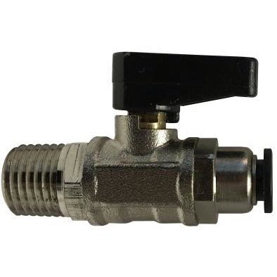 Nickel Plated Brass Chrome Mini Ball Valve - Push-in x Male NPT Thread