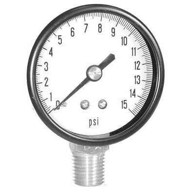 2" Face 1/4" Lower Mount Standard Dry Gauge - Steel Case