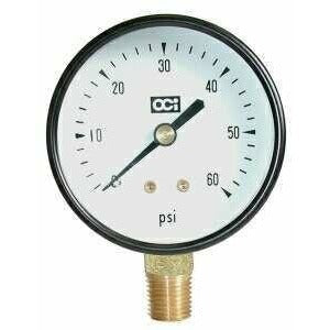 2-1/2" Face 1/4" Lower Mount Standard Dry Gauge - Steel Case
